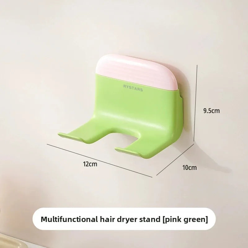 support mural aspirateur séchoir cheveux adhésif vert rose blanc moderne pratique
