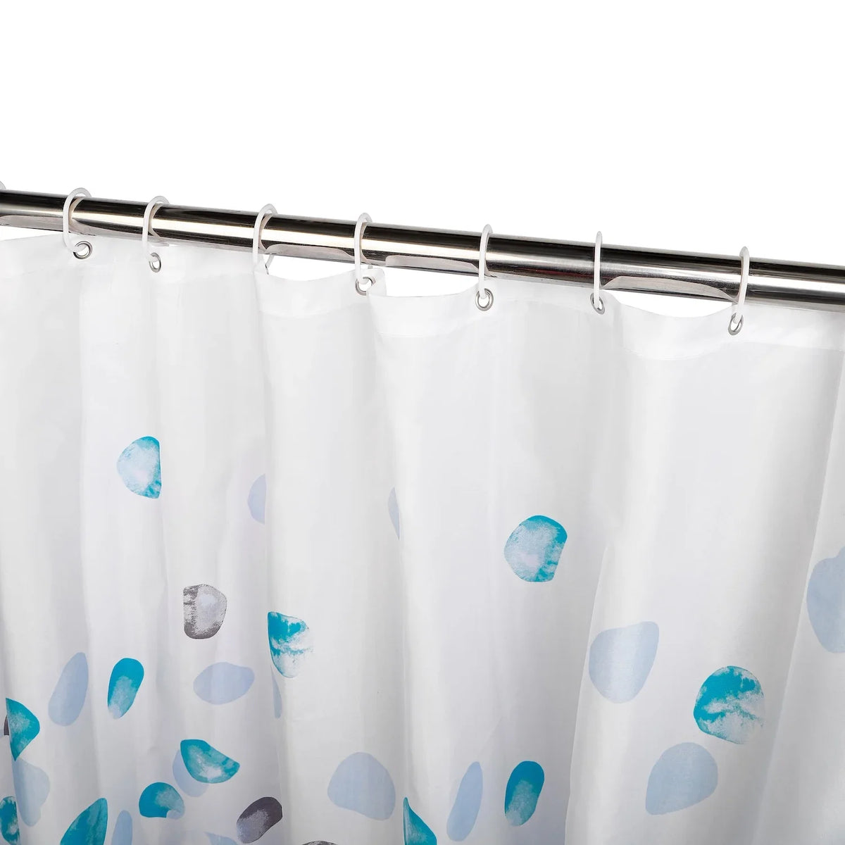 rideau douche polyester blanc fleur géométrique moderne anneaux