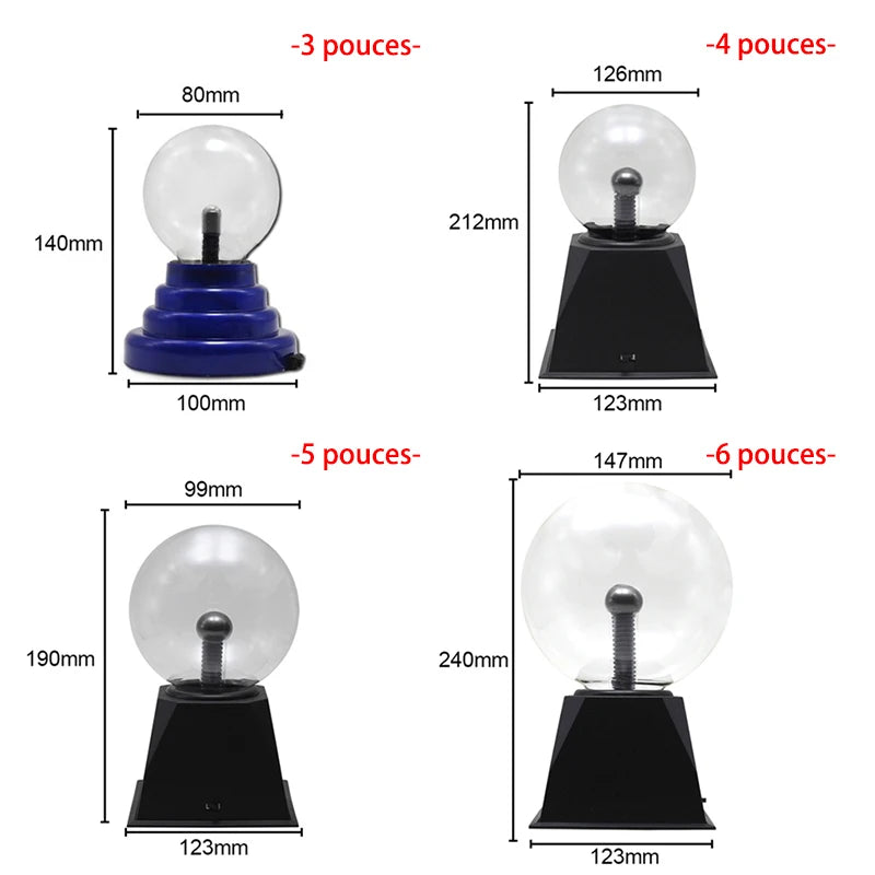 veilleuse luminescente balle magique plasma transparente câble d'alimentation moderne technologie tringle fixée pouces