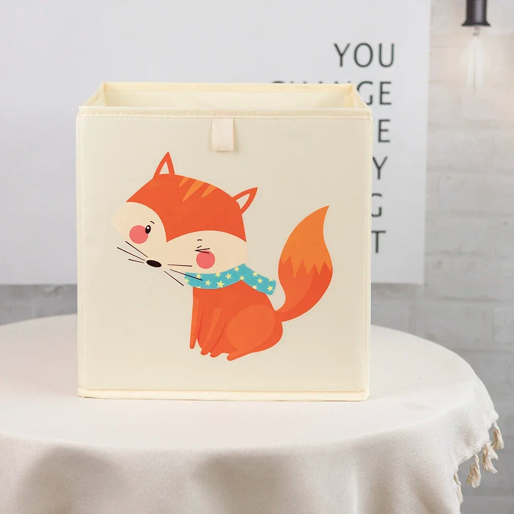 boîtes rangement pliables animaux dessin animé beige clair moderne enfant poignées léopard singe ours