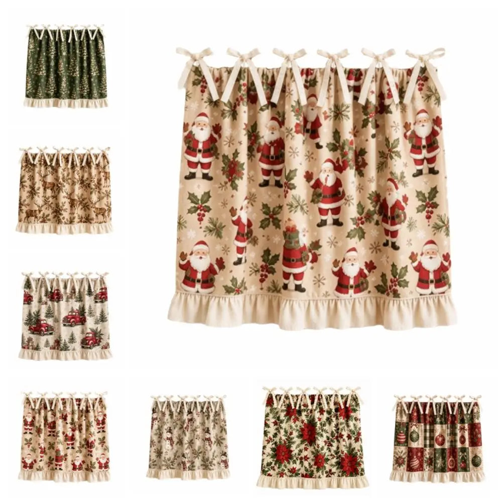tablier cuisine noël motifs sapins étoiles boules poinsettia vintage opacité rubans fixations festive rustic
