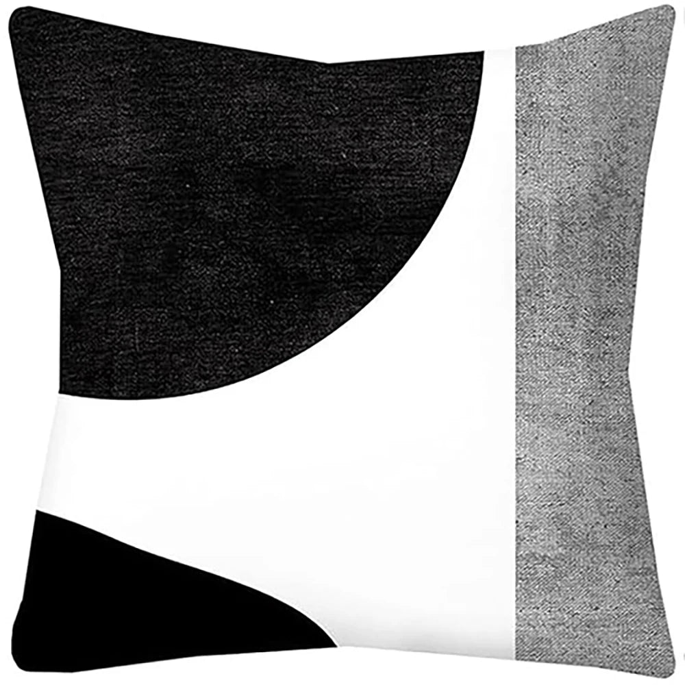 taies d'oreiller géométriques noires blanches moderne polyester housses coussins zipper chambre maison