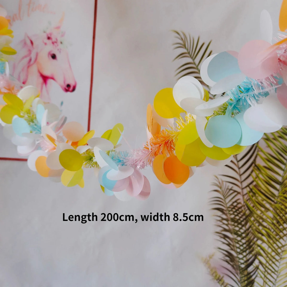 guirlande décorative eucalyptus feuilles fleurs blanches extérieur anniversaire bohème 2m coloré