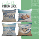 housse coussin plage polyester lettre happy coquillages moderne 40cm 45cm 50cm set decoration chambre
