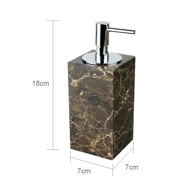 ensemble salle bain marbre distributeur savon porte savon diffuseur huiles essentielles noir doré
