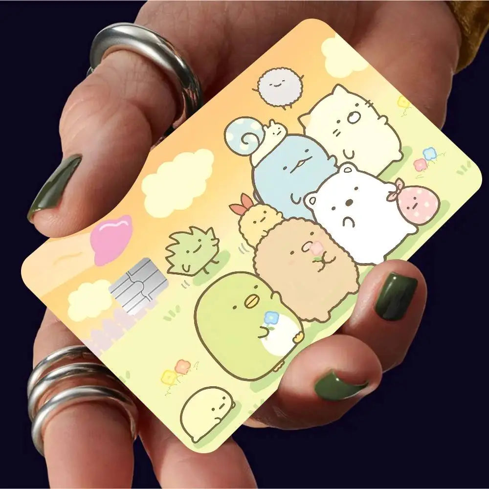 adhésifs décoratifs cartes bancaires dessin animé personnages mignons accessoires beige rose bleu vert marron