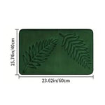 tapis bain mousse mémoire forme antidérapant machine lavable doux feuilles stylisées moderne vert foncé