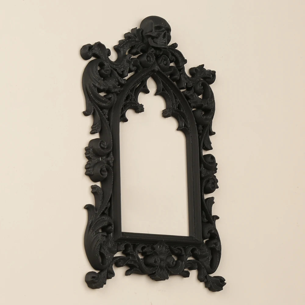 miroir gothique ornements crâne noir decor mural intérieur 18cm 11.5cm