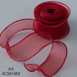 rubans organza transparents classiques adhésifs décoration mariage emballage cadeau noir rouge bleu vert