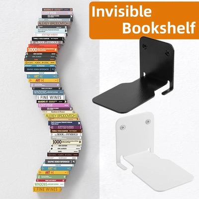 Étagère flottante invisible pour livres en métal noir