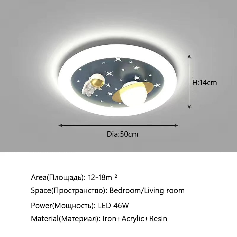 plafonnier led astronautes planètes étoiles moderne enfant bleu rose