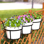 supports pots fleurs suspendus métal motif ajouré décoratifs balcon porcheextérieur