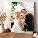 toile d'art personnalisable moderne photo groupe poses cadre bois DIY