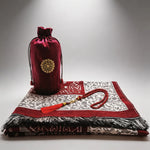 tapis prière ornements floraux rouge gris noir pochette prière traditionnel résistant lavage main İslam