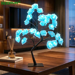 lampe led forme arbre fleurs roses bleu clair noir moderne décoration intérieure saint valentin