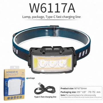lampe frontale led rechargeable super brillante étanche hiking camping nocturne bleu turquoise noir jaune
