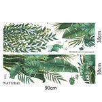 sticker mural décoration feuilles plantes tropicales aquarelle naturel moderne 30x90cm