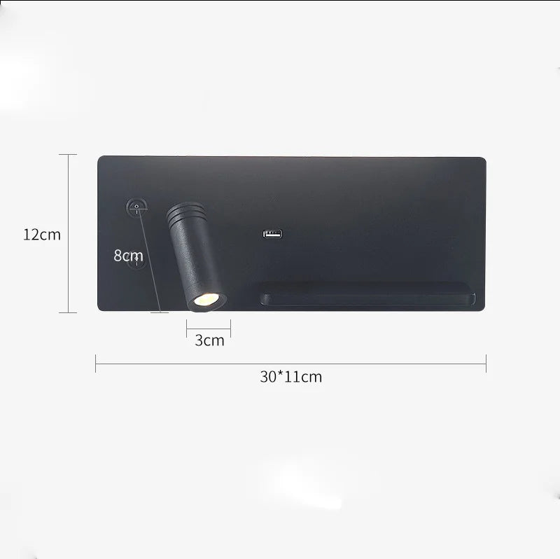 lampe murale moderne chargeur sans fil boutons contrôle blanc noir minimaliste