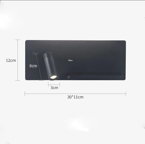 lampe murale moderne chargeur sans fil boutons contrôle blanc noir minimaliste