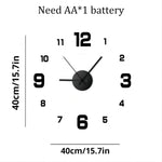 horloge murale moderne numéros blancs fond noir 40cm decoration salon silencieuse autocollant mural