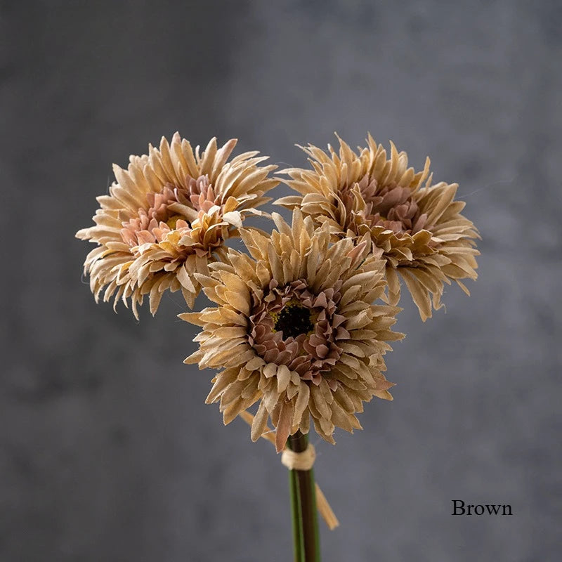 Bouquet artificiel gerbera blanc jaune rose moderne décoration intérieure mariage anniversaire minimaliste