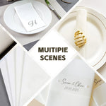 serviettes table personnalisables blanc monogramme minimaliste mariage réception 15pcs 25pcs 50pcs 75pcs 100pcs
