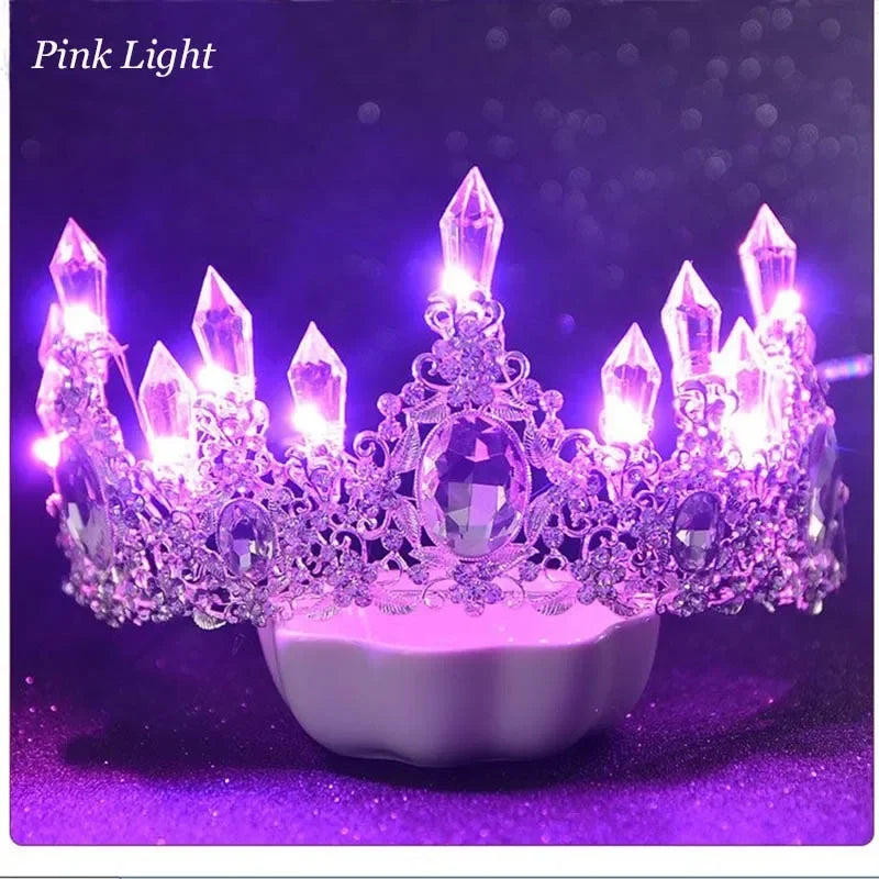 couronne mariée strass bleu argenté élégante lumière led mariage anniversaire fêtes
