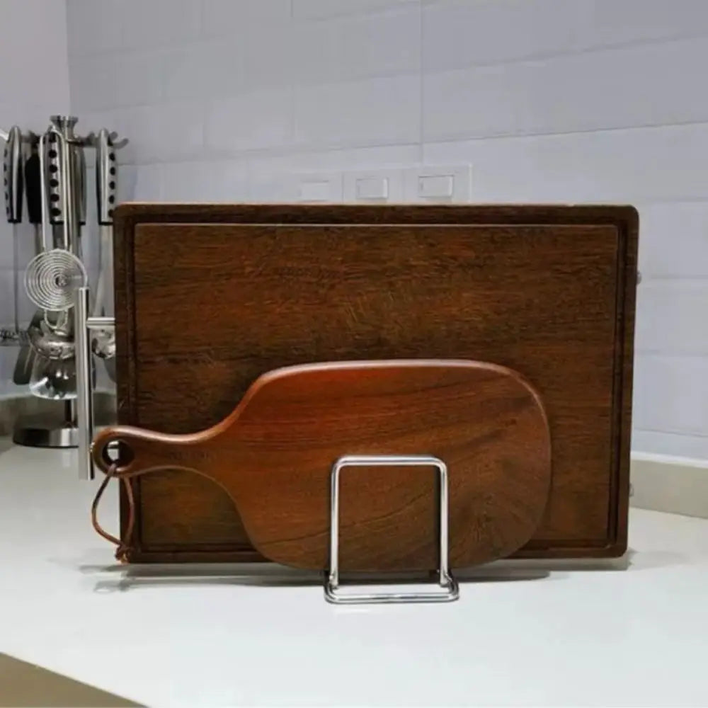 porte planches découpe métal durable argenté moderne rangement cuisine planches bois tablette tactile ipad