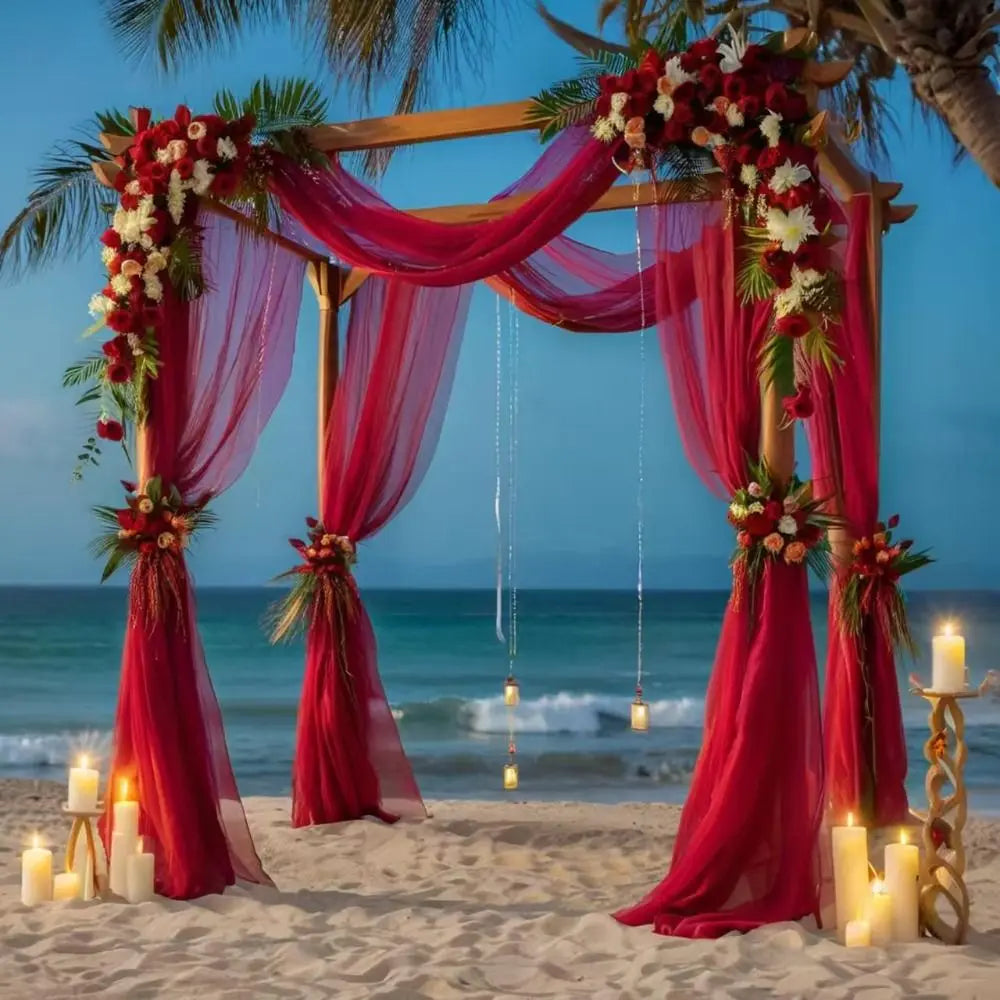 tulle noir vert blanc rouge fleurs arches décoratives mariage élégantes classiques six mètres soixante