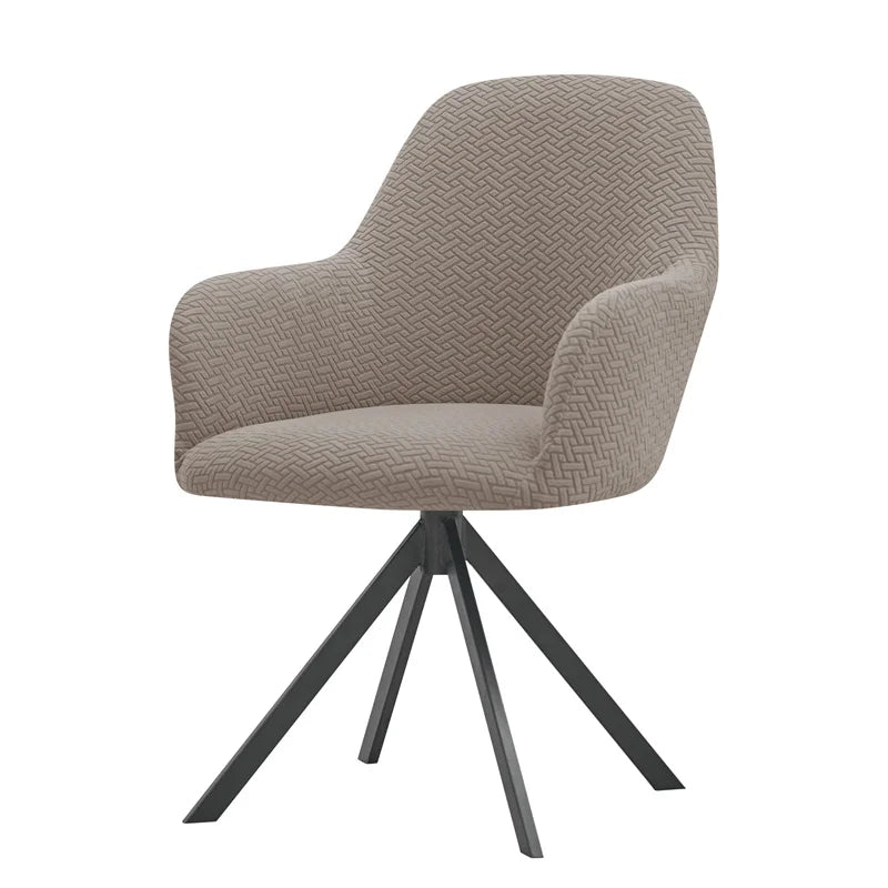 housse fauteuil pivotant jacquard gris moderne élasthanne polyester tringles complète