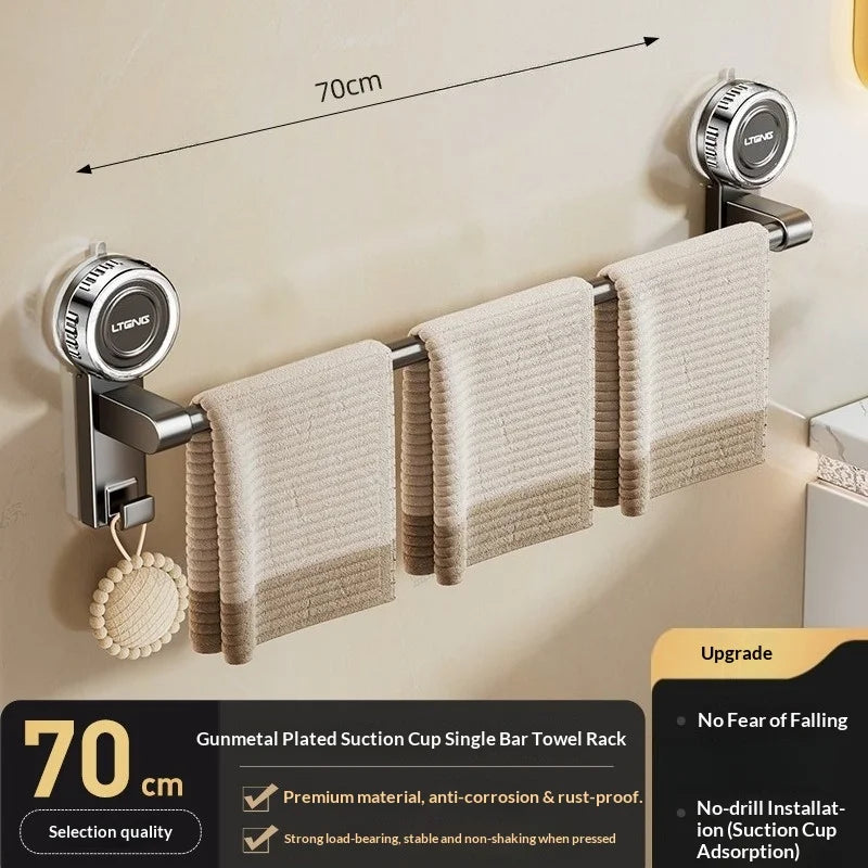 porte serviettes mural double barre cuivre gris moderne suction serviettes tissées beigeDecorationPomponBeige