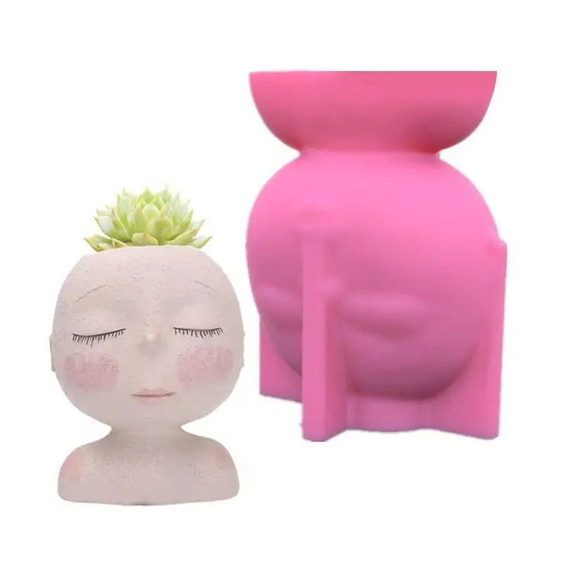 pots tête humaine silicone béton DIY moulage decoratifs peintures modernes succulentes fleurs