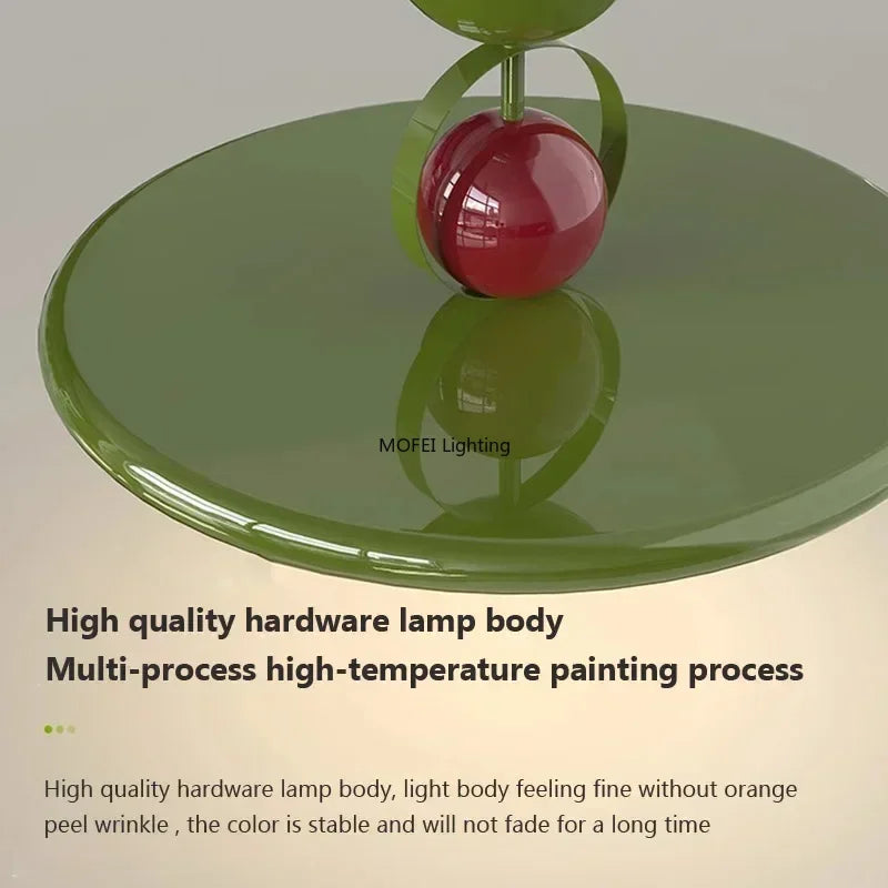 lampe moderne ronde acrylique vert blanc rouge 50h24cm led