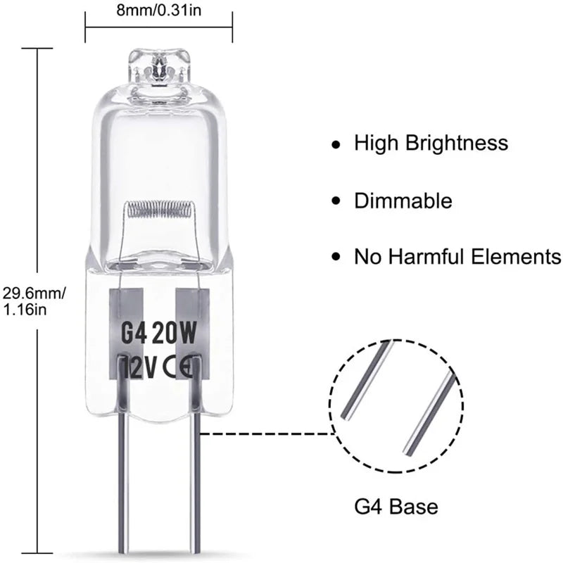 ampoules halogènes transparentes opalescentes base g4 coniques dimmables 2800k 10w 20w 10pcs 50pcs 100pcs