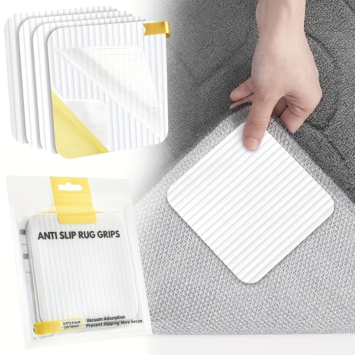 tapis antidérapant blanc noir rayures modernes adhésif réutilisable sans résidu 10 pièces 10cm 10cm