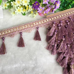 rubans décoratifs pompons gris marron rouge élégants décoration maison textile tissé pompons