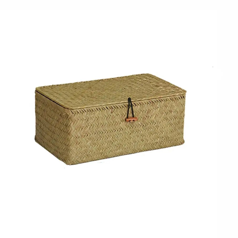 coffre provisions réutilisable osier couleur brun clair rustique respectueux environnement utilisation multiple articles divers