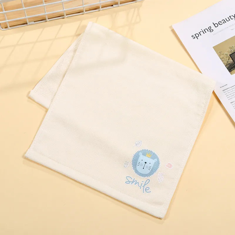 serviette main coton animée dessins animaux mignons enfant noël vert pastel roseclair bleuclair
