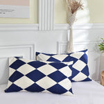 lot deux taies d'oreiller rectangulaires 48x74cm housse coussin décorative motif géométrique moderne