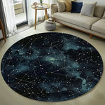 tapis rond moderne nébuleuse spirale galactique noir blanc gris cosmique floral chambre extérieur