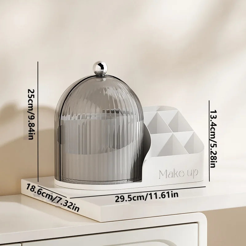 organisateur maquillage crème transparent compartiments multiples pinceaux cosmétiques moderne minimaliste