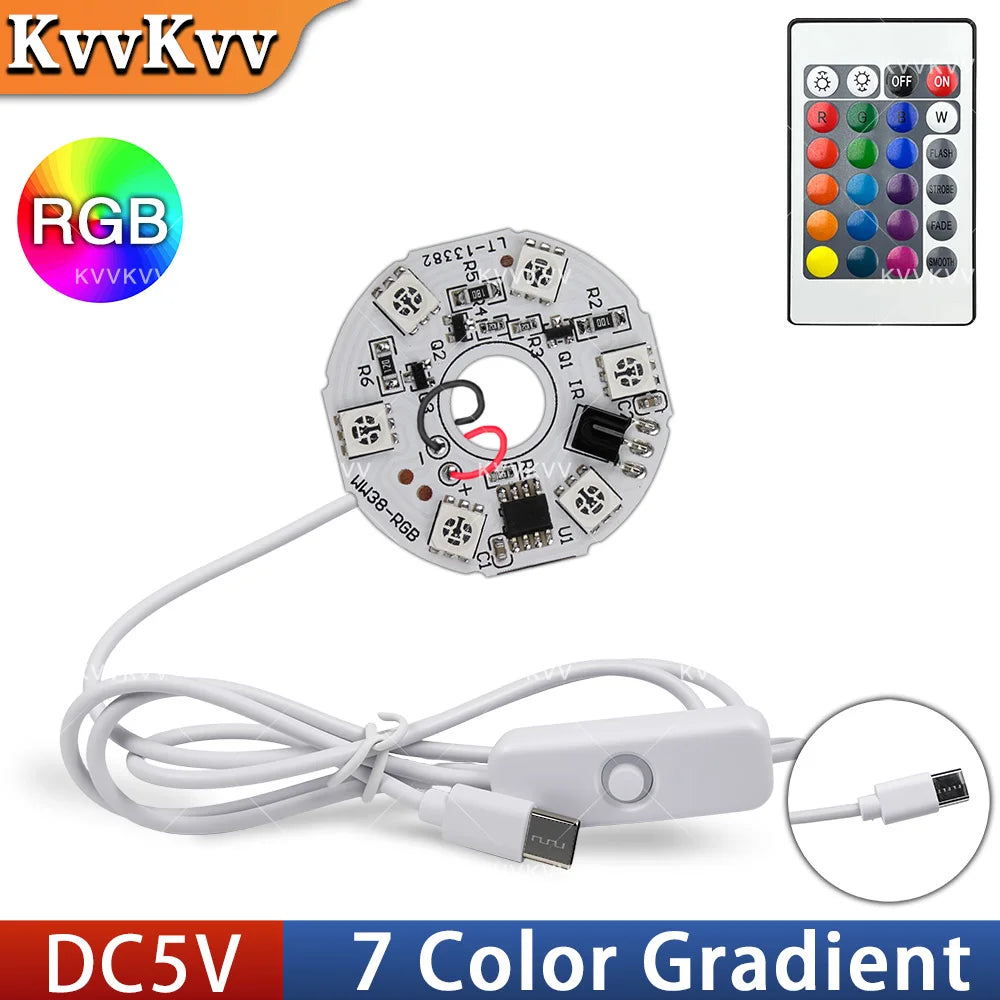 module lumineux led blanc circulaire facial welding câble usb type tactile 3w 5v