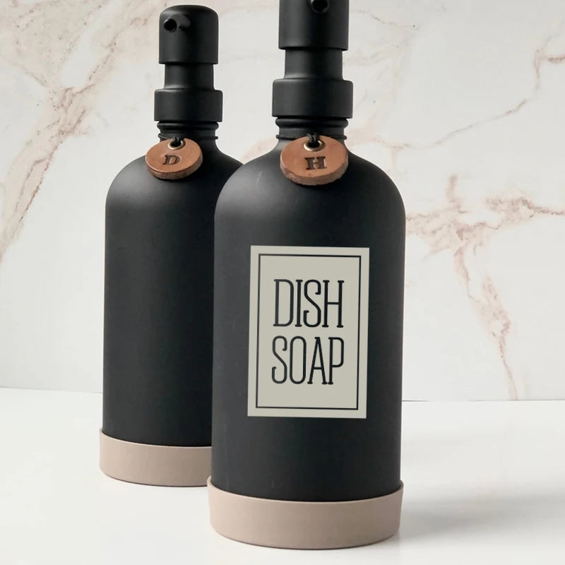 autocollant adhésif transparent distributeur savon liquide bouteille verre décoration salle bain