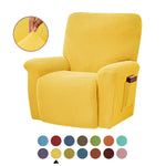 Housse fauteuil inclinable bleu noir gris jacinquée extensible moderne poche adhésif lavage machine