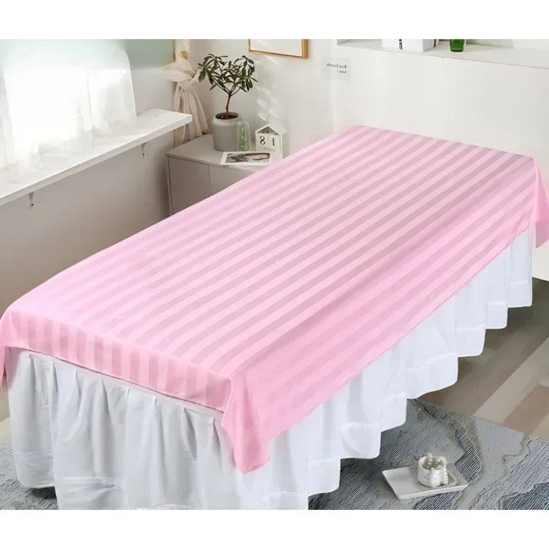 drap table coton rayures horizontales blanc rose gris moderne facile entretien