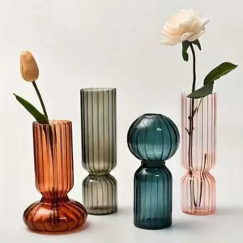 vases verre modernes rayures verticales couleur orange vert rose décoration maison