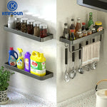étagère murale moderne étagère salle bain aluminium gris laquée fixations adhésives serviettes cosmétiques minimaliste