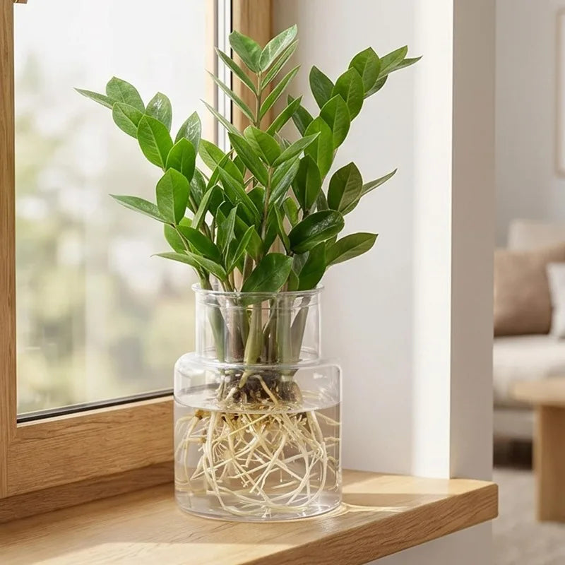 pot hydroponique transparent moderne plante propagation sans motif très clair