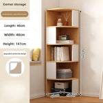 étagère d'angle bois chêne clair moderne adhésive multi fonction rangement livres objets décoration 150cm