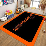 tapis sol batterie musique insonorisé noir blanc orange décoratif moderne studio